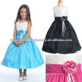 Real appliqued taffeta adjust sash T-length flor menina vestidos CWFaf4205